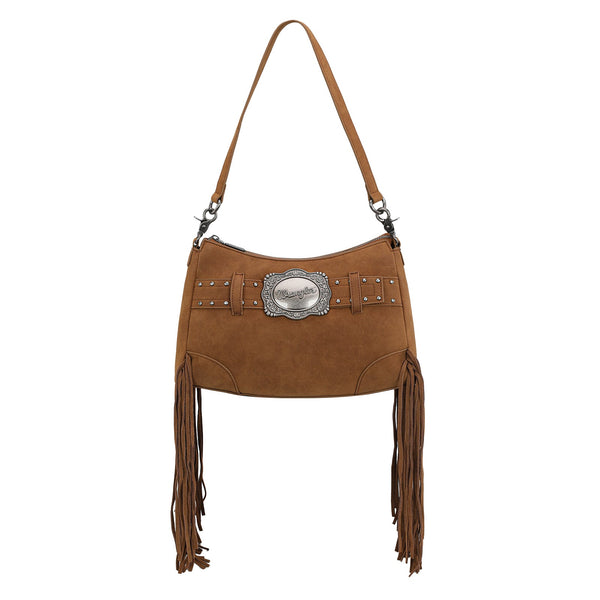Wrangler Fringe Buckle Hobo Bag/Crossbody Bag-Brown