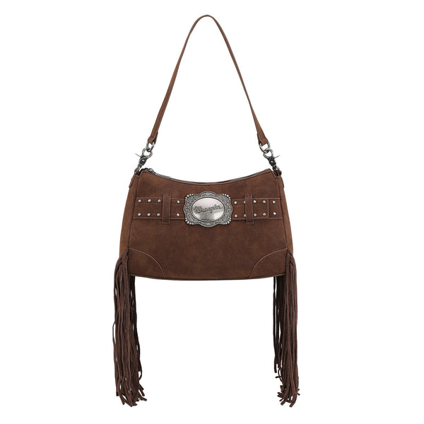 Wrangler Fringe Buckle Hobo Bag/Crossbody Bag-Coffee
