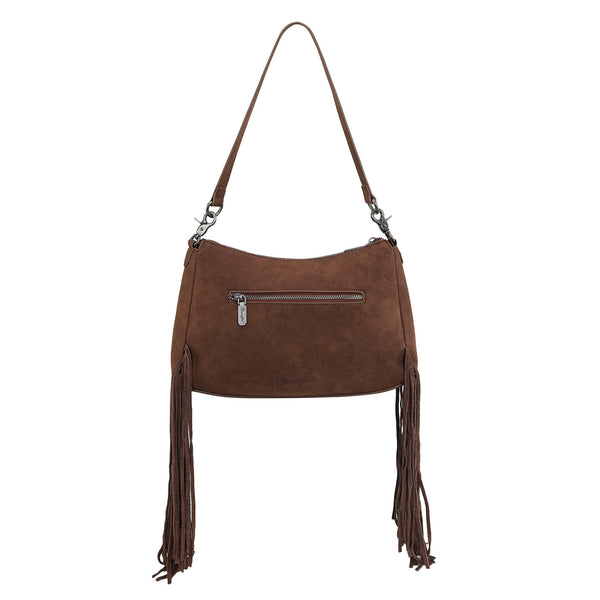 Wrangler Fringe Buckle Hobo Bag/Crossbody Bag-Coffee