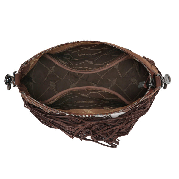 Wrangler Fringe Buckle Hobo Bag/Crossbody Bag-Coffee