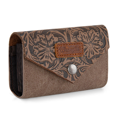 Wrangler Floral Tooled Card Holder -Khaki
