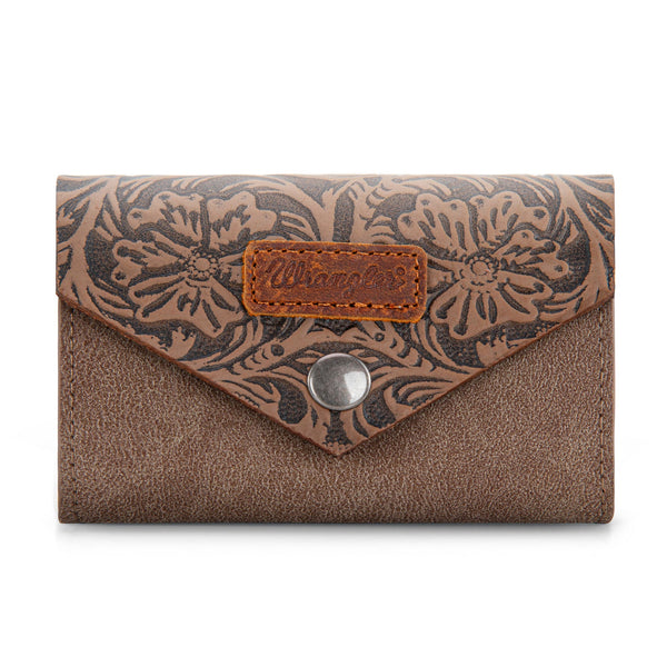 Wrangler Floral Tooled Card Holder -Khaki