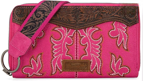 Wrangler Embroidered Wallet/Wristlet - Hot Pink