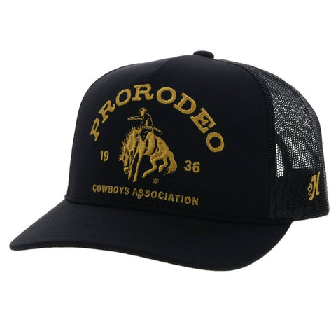 HOOEY PRORODEO BLACK HAT W/GOLD LOGO