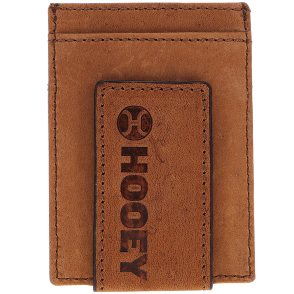 HOOEY "MONTEREY" MONEY CLIP BROWN W/ AZTEC EMBOSSED PRINT