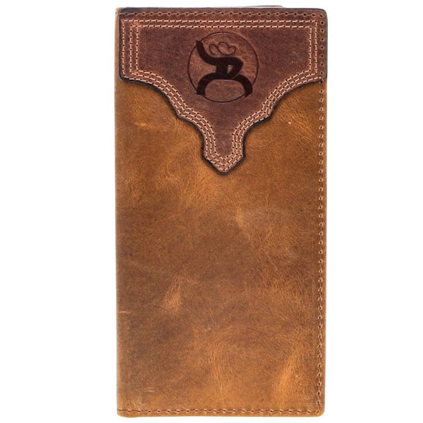 HOOEY "CANYON" RODEO ROUGHY WALLET DISTRESSED TAN/BROWN LEATHER