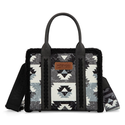 Wrangler Sherpa Southwestern Print Small Canvas Tote/Crossbody Black