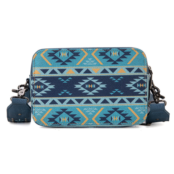 WRANGLER AZTEC PRINTED CROSSBODY PURSE-Navy