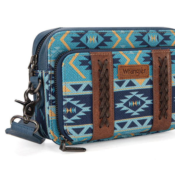 WRANGLER AZTEC PRINTED CROSSBODY PURSE-Navy