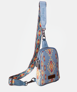 Wrangler Aztec Print Crossbody Sling Chest Bag - Jean