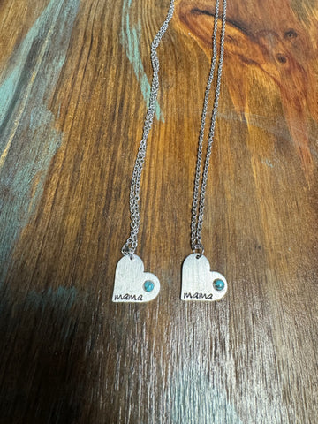 Mama Turq Heart Engraved Necklace