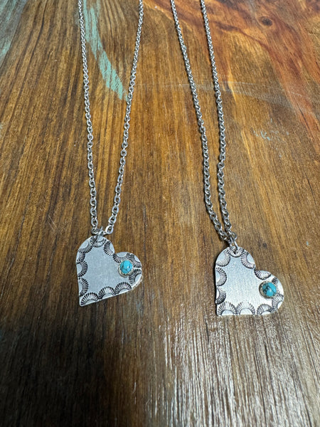 Turq Heart Engraved Necklace