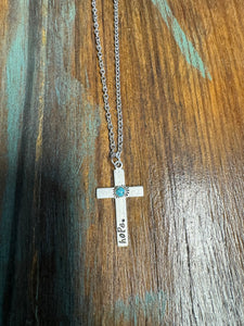 Hope Turq Cross Engraved Necklace