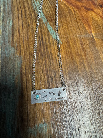 Mama Turq Engraved Large Bar Necklace