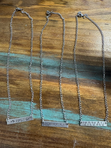 Western Single Bar Engraved Necklaces