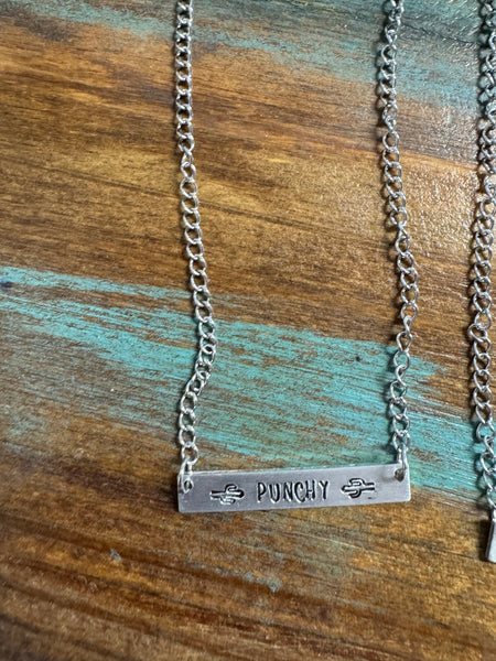 Western Single Bar Engraved Necklaces