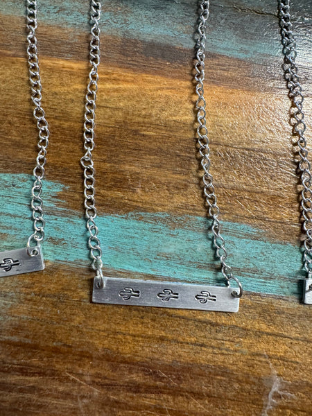 Western Single Bar Engraved Necklaces