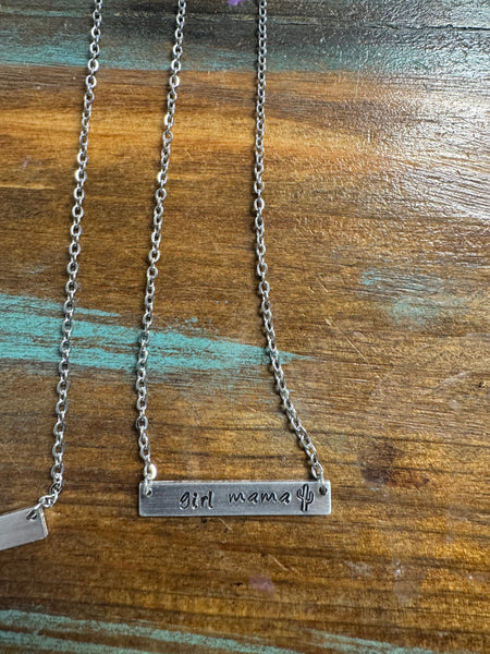 Western Single Bar Engraved Necklaces