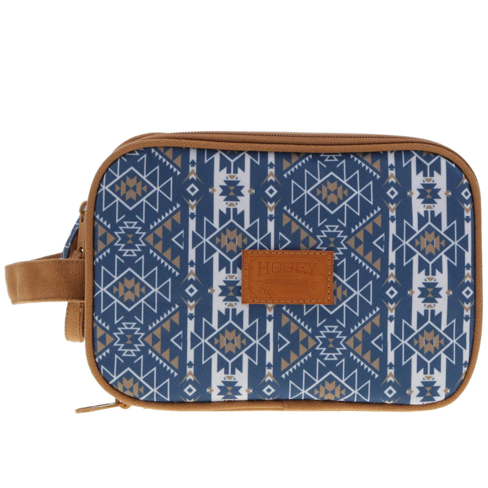 HOOEY
"DOPP KIT" NAVY/WHITE AZTEC PATTERN