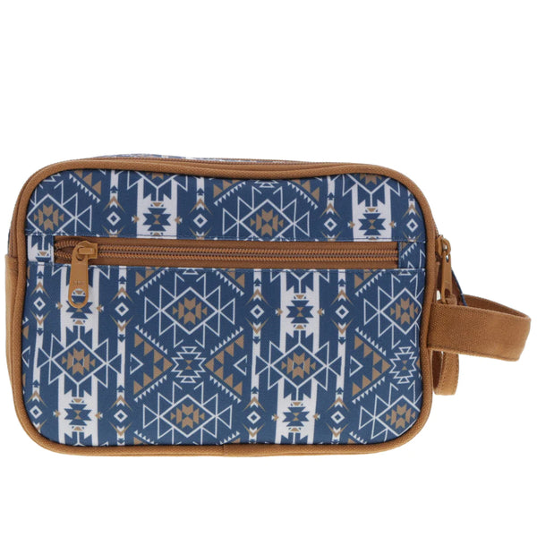 HOOEY
"DOPP KIT" NAVY/WHITE AZTEC PATTERN