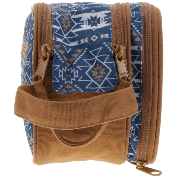 HOOEY
"DOPP KIT" NAVY/WHITE AZTEC PATTERN