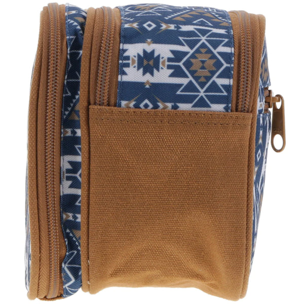 HOOEY
"DOPP KIT" NAVY/WHITE AZTEC PATTERN