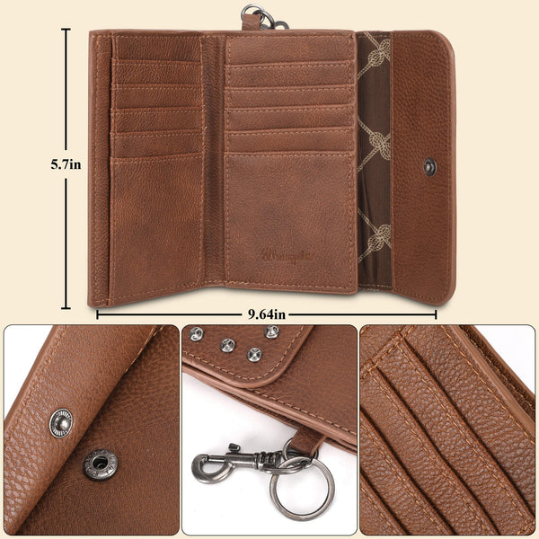 WRANGLER TRI FOLD WALLET IN BROWN