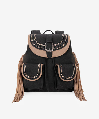 MONTANA WEST FRINGE BACKPACK-Black