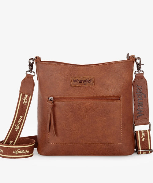 WRANGLER CASUAL PLAIN ZIPPER CROSSBODY BAG-Brown