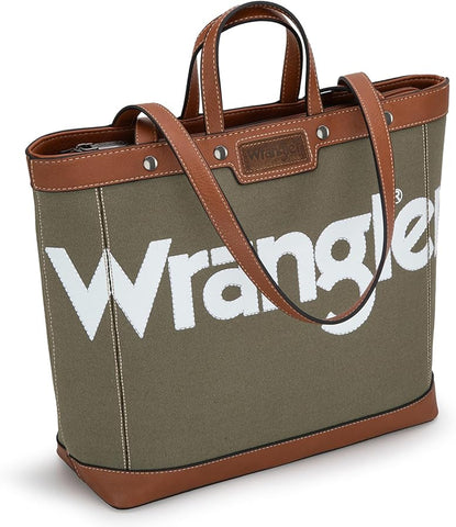 Wrangler Leather Trim Canva Tote Bag & Wallet