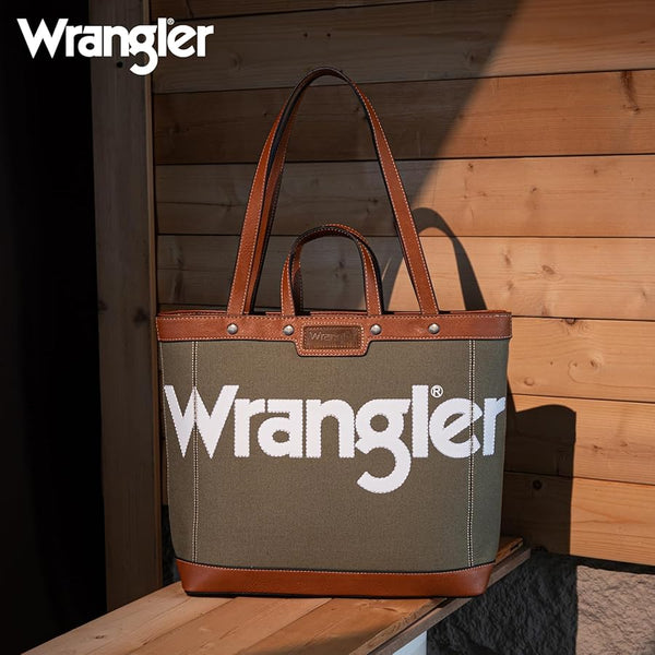 Wrangler Leather Trim Canva Tote Bag & Wallet