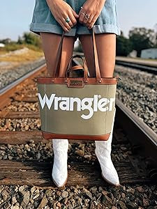 Wrangler Leather Trim Canva Tote Bag & Wallet