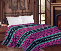 King Size Mia Throw Blanket - Pink Aztec