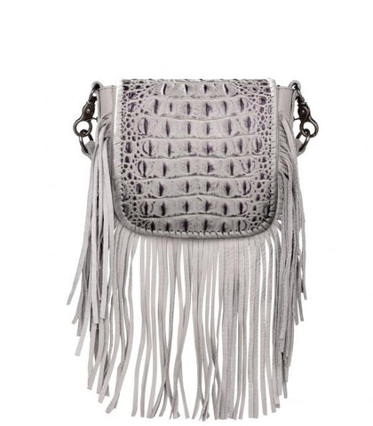 Montana West Leather Croc Fringe Crossbody Bag