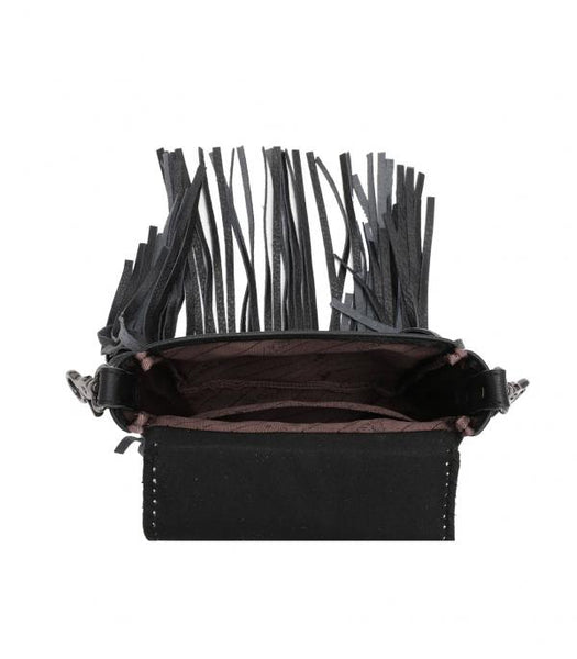 Montana West Leather Croc Fringe Crossbody Bag