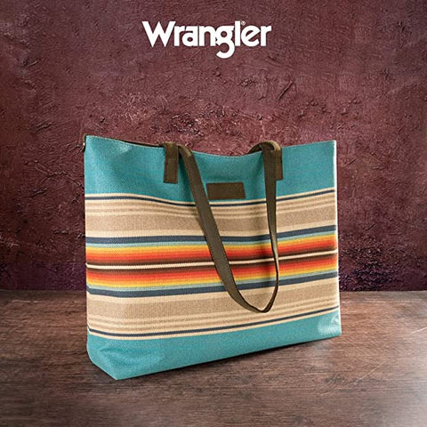 Wrangler Southwestern Dual Sided Print Canvas Tote Bag - Turquoise