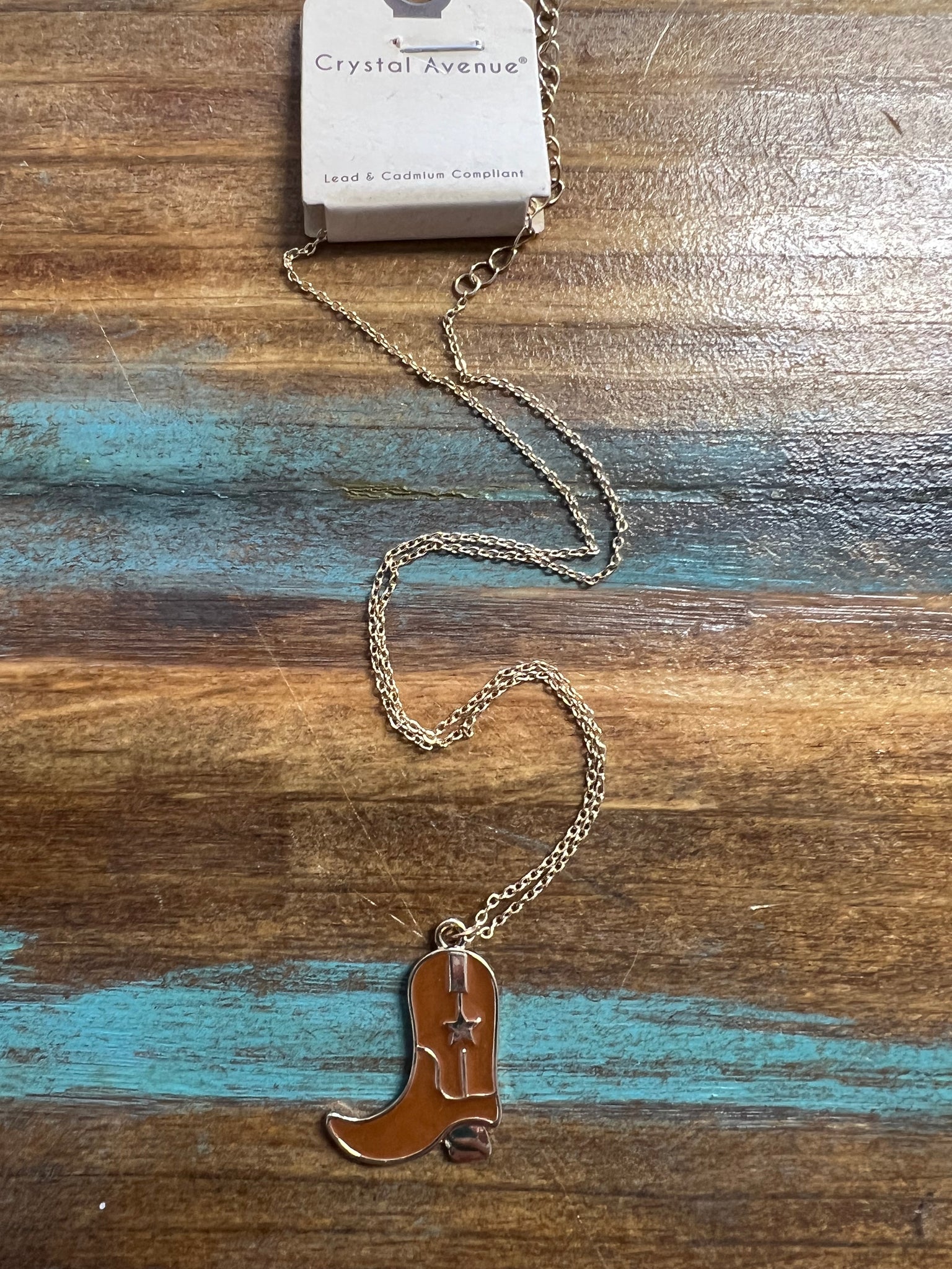 Brown Cowboy Boot Necklace