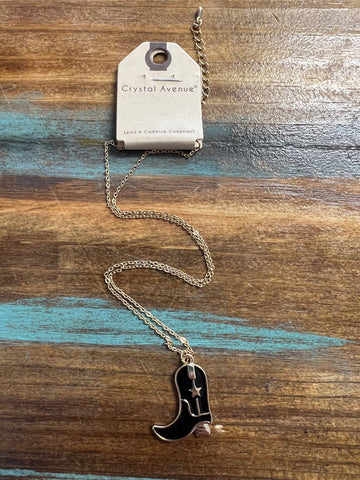 Black Cowboy Boot Necklace