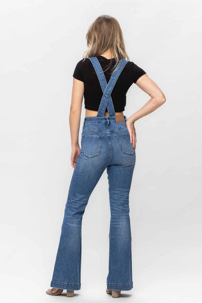 Judy Blue Tummy Control Med Wash Overalls