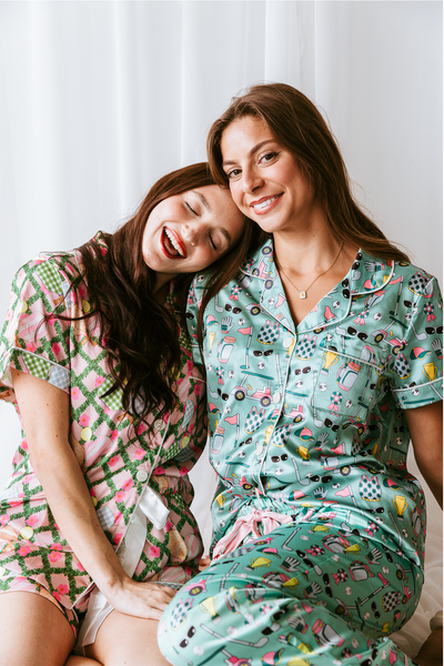 Pickleball Daisy Satin Pajamas