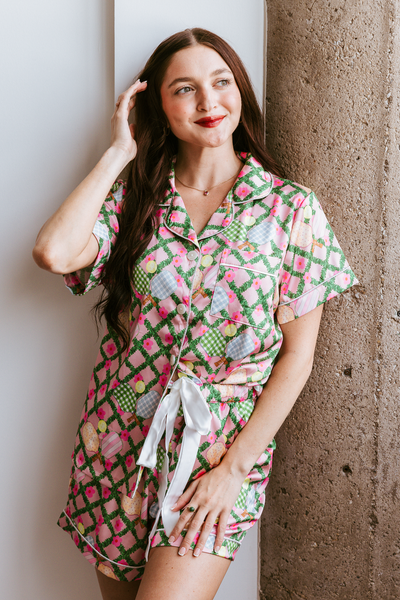 Pickleball Daisy Satin Pajamas