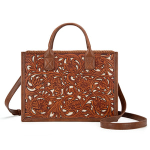 Trinity Ranch Floral Tooled Concealed Carry Tote/Crossbody