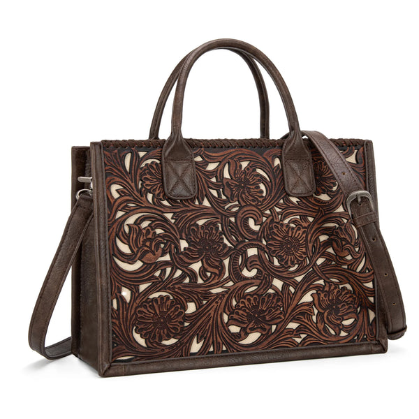 Trinity Ranch Floral Tooled Concealed Carry Tote/Crossbody