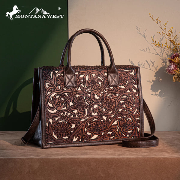 Trinity Ranch Floral Tooled Concealed Carry Tote/Crossbody