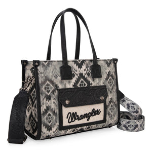 Wrangler Southwestern Pattern Dual Sided Print Concealed Carry Tote//Crossbody - Black