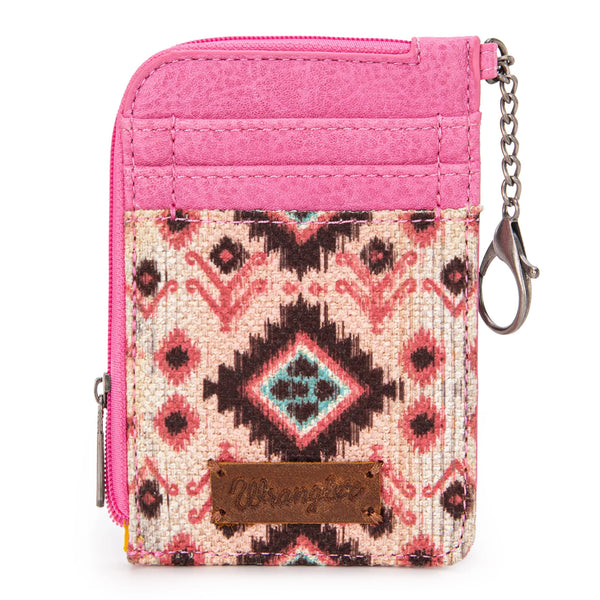 Wrangler Southwestern Art Print Mini Zip Card Case - Pink