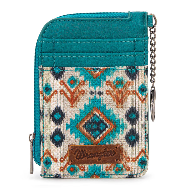 Wrangler Southwestern Art Print Mini Zip Card Case - Turquoise