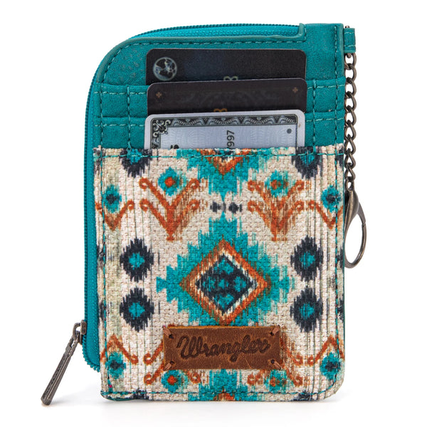 Wrangler Southwestern Art Print Mini Zip Card Case - Turquoise