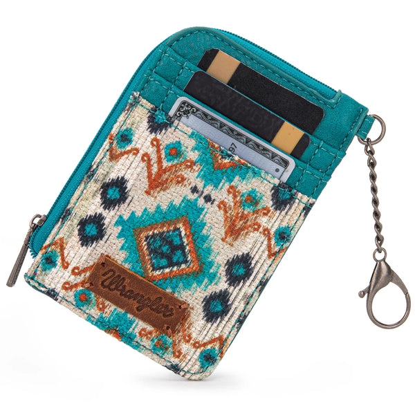 Wrangler Southwestern Art Print Mini Zip Card Case - Turquoise