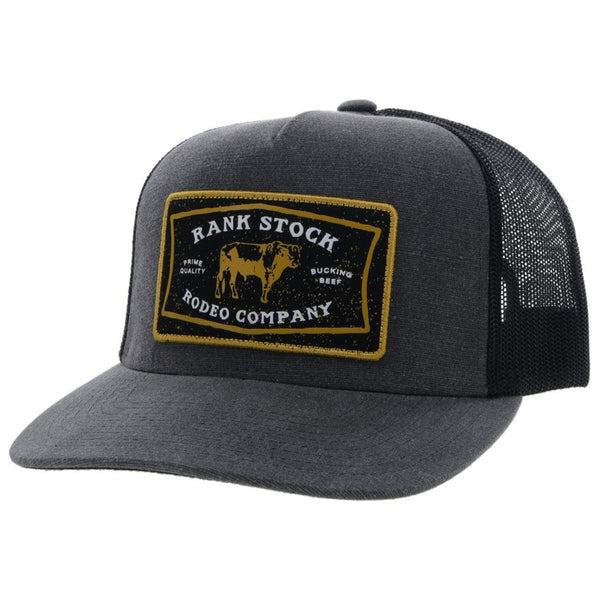 "RANK STOCK" HAT HOOEY CHARCOAL CAP WITH GOLD STITCHING